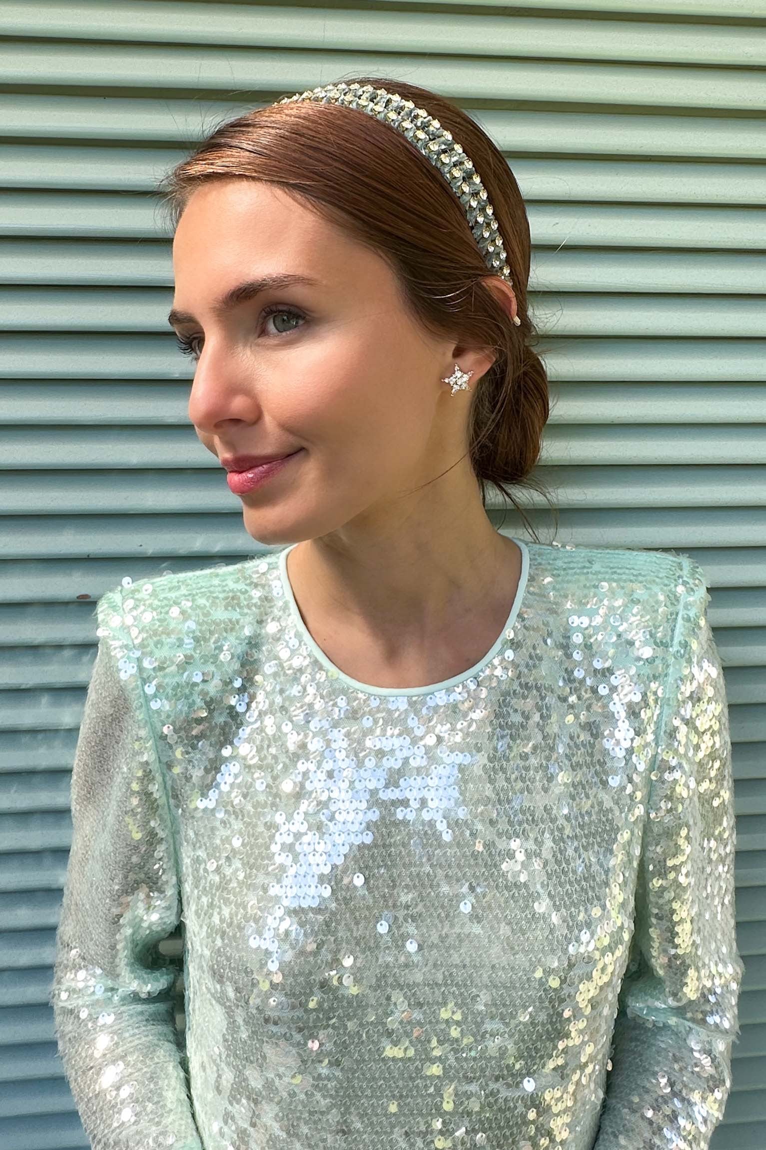 Diadema fina terciopelo y strass