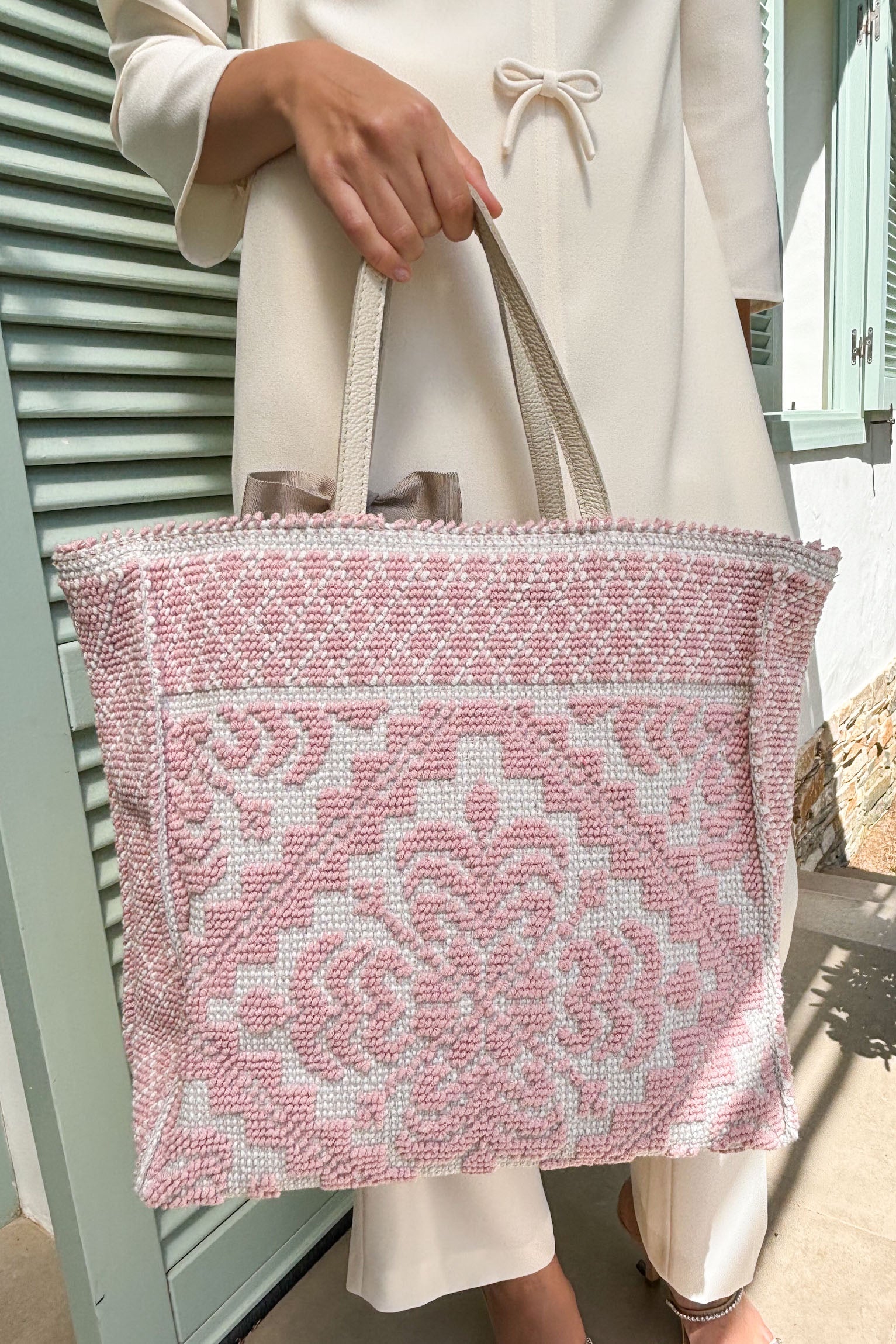 Bolso étnico piel rosa (sin lazo) OUTLET