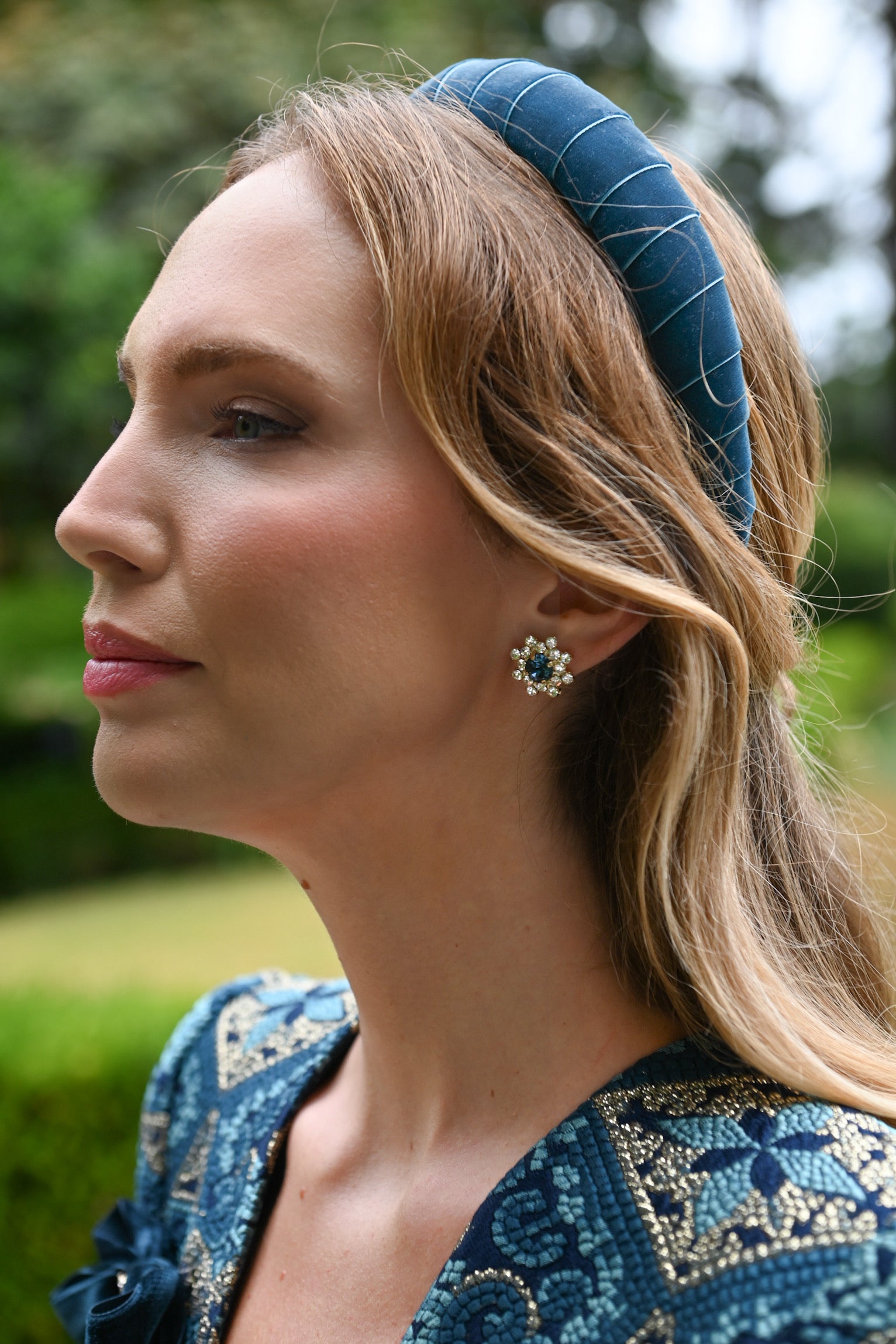 Pendientes Roseta zafiro