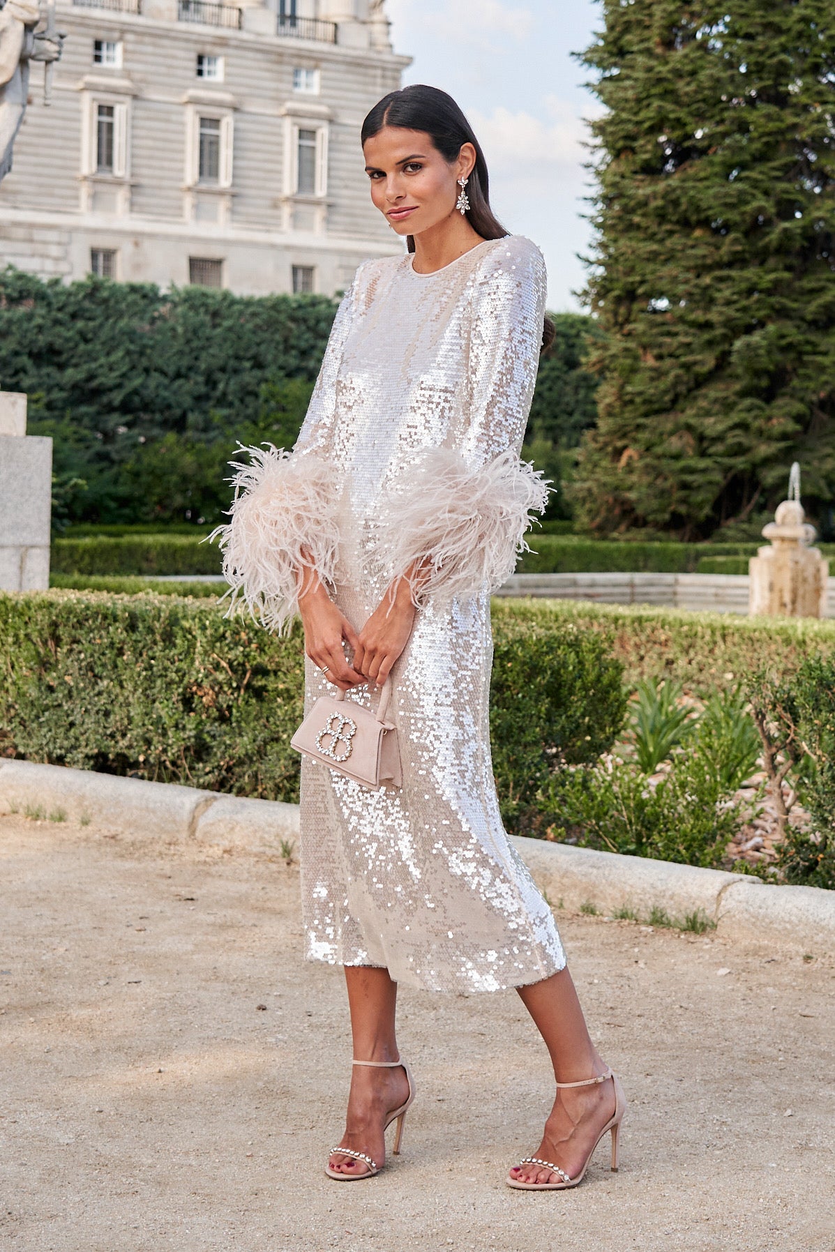 Vestido Aurora plumas