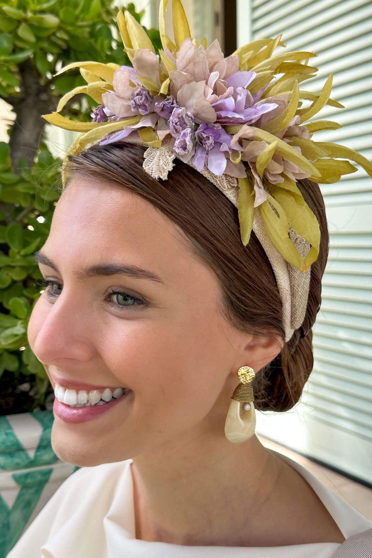 Diadema rafia flor violeta OUTLET