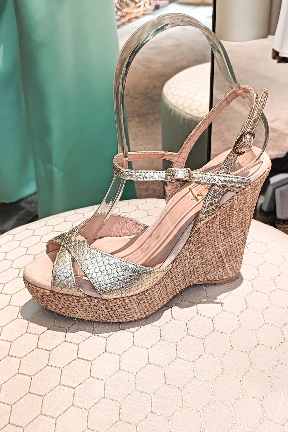 Golden snake espadrilles 36