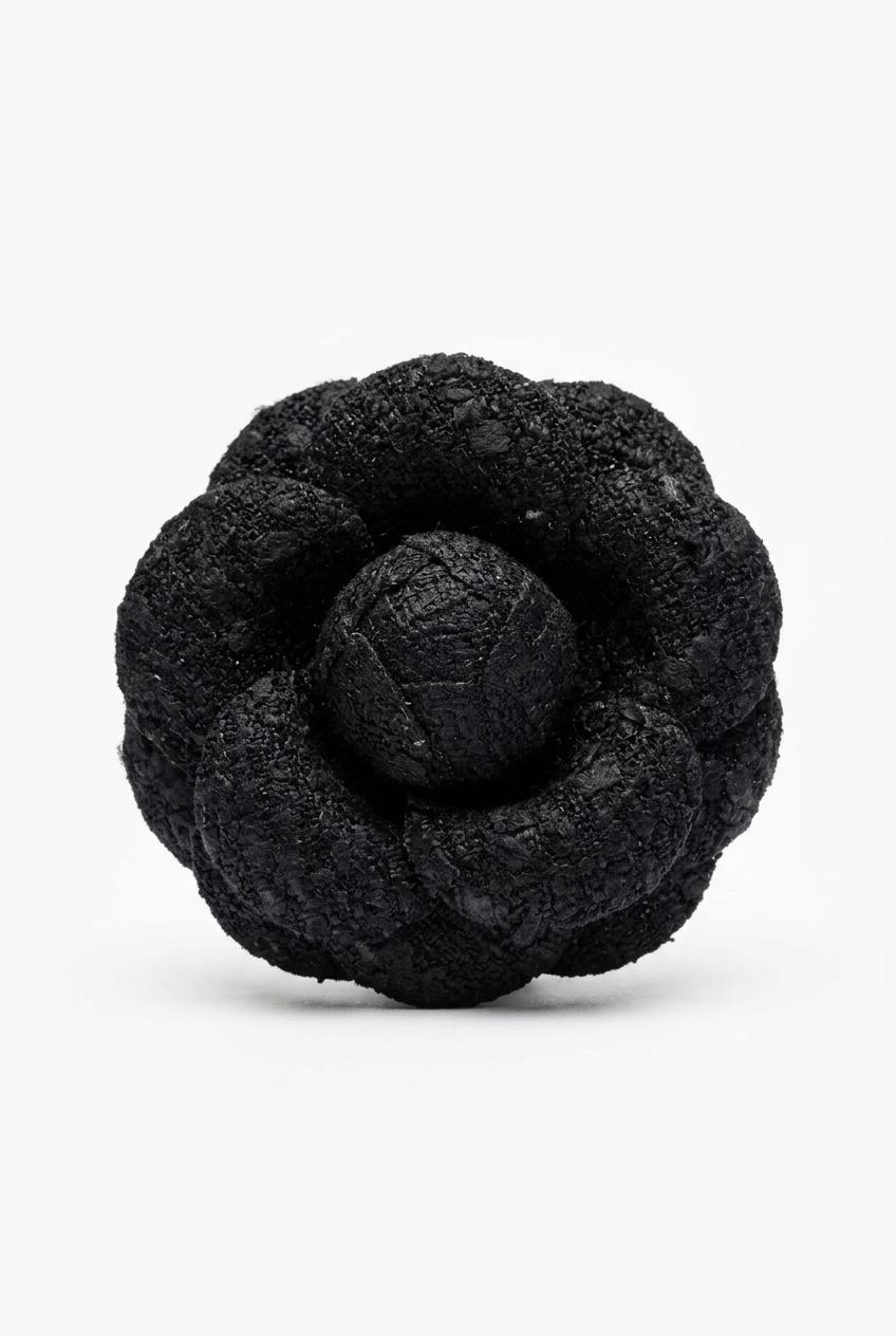 Camellia Brooch tweed/linen