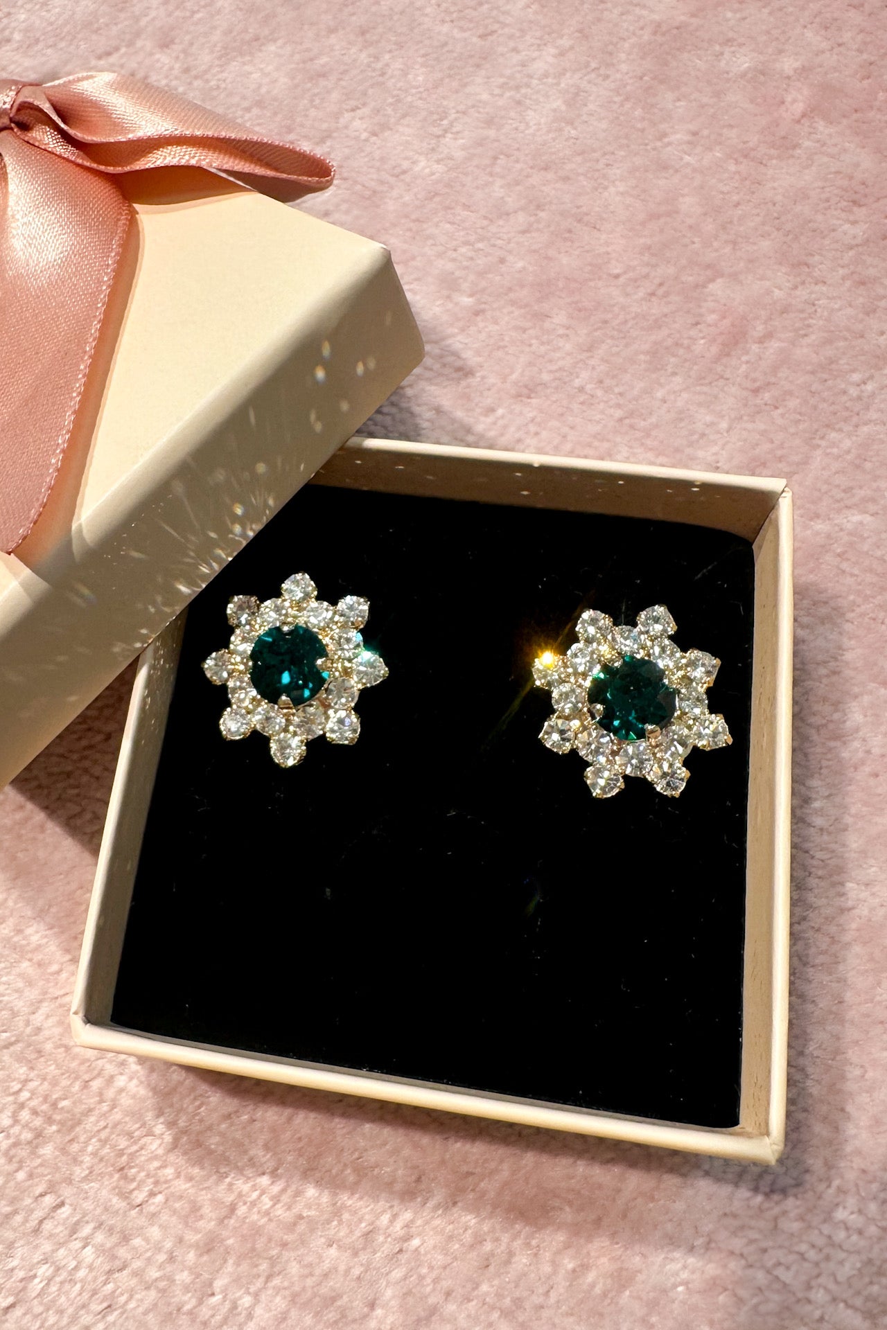 Pendientes Roseta esmeralda