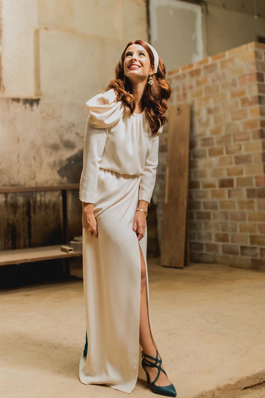 Vestido Corina largo/mangas Novia