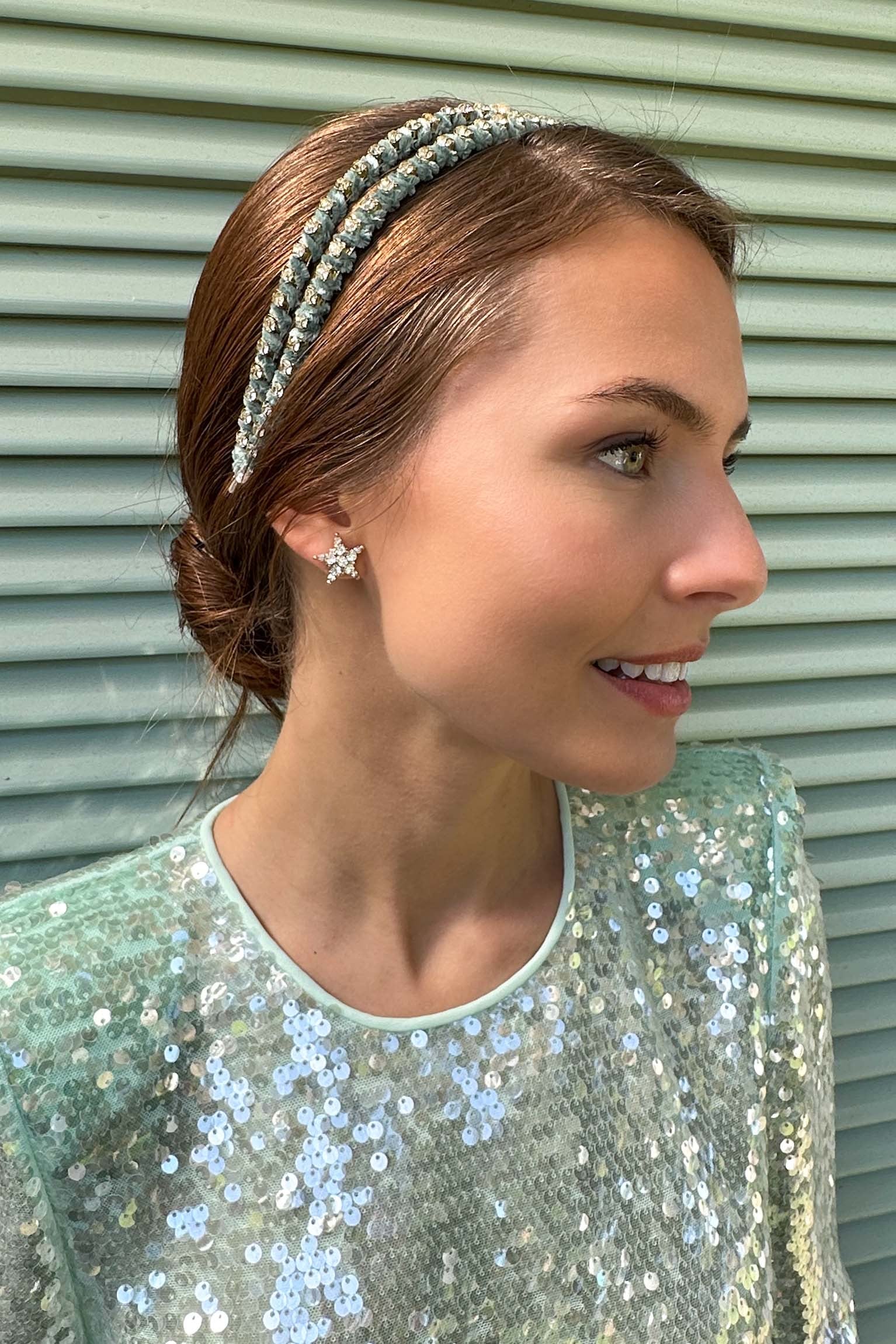 Diadema fina terciopelo y strass