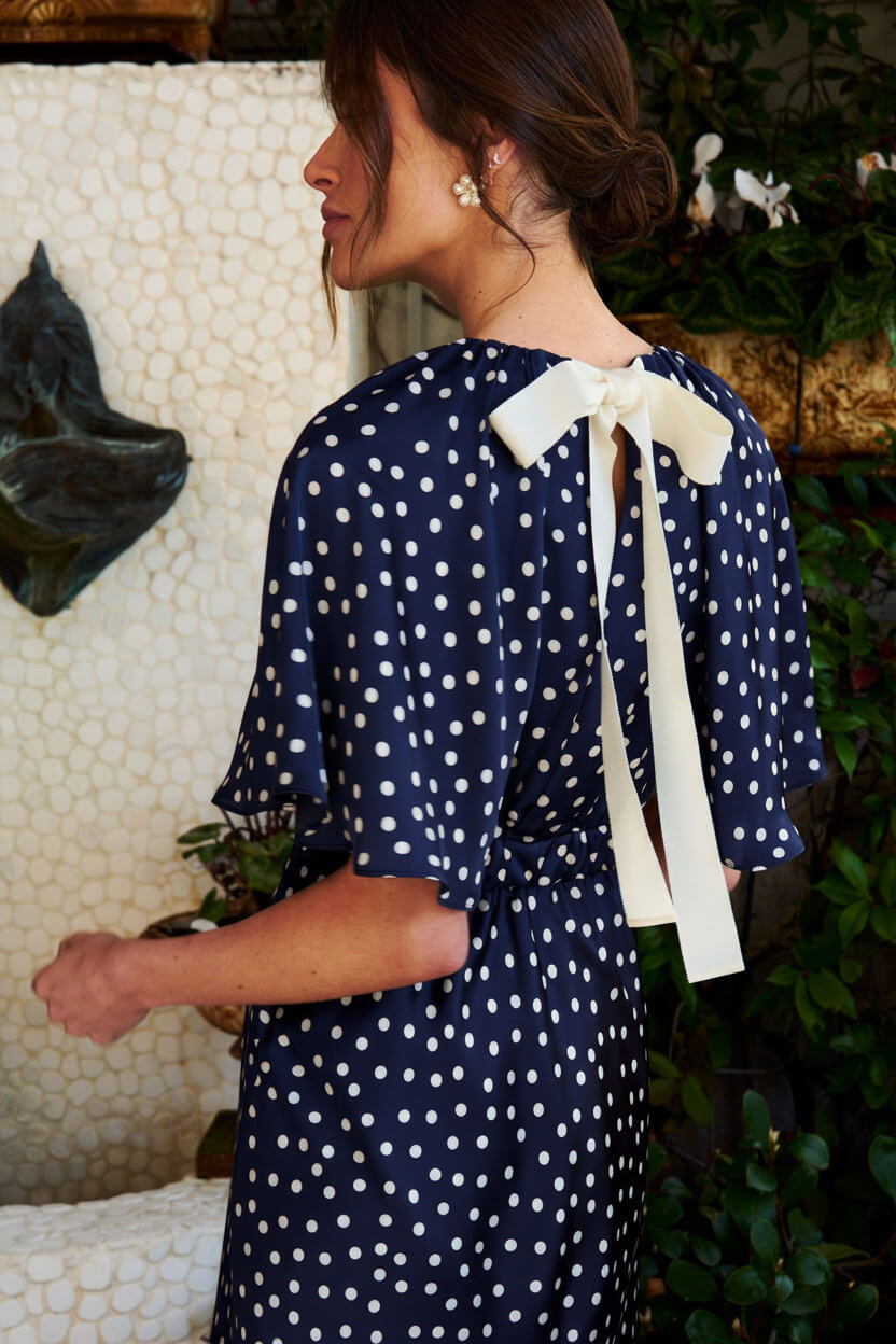 Carmen navy blue midi dress