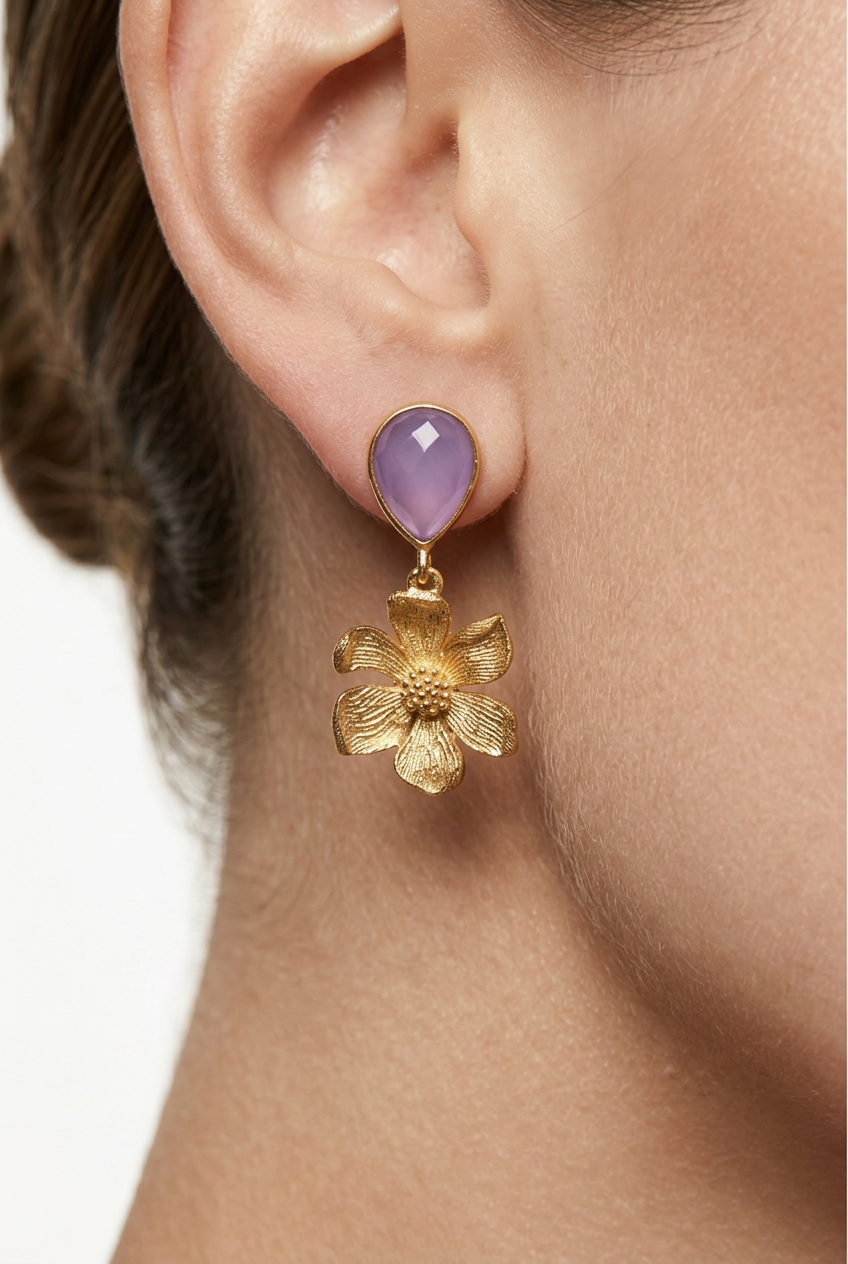 Lilac daisy earrings Outlet