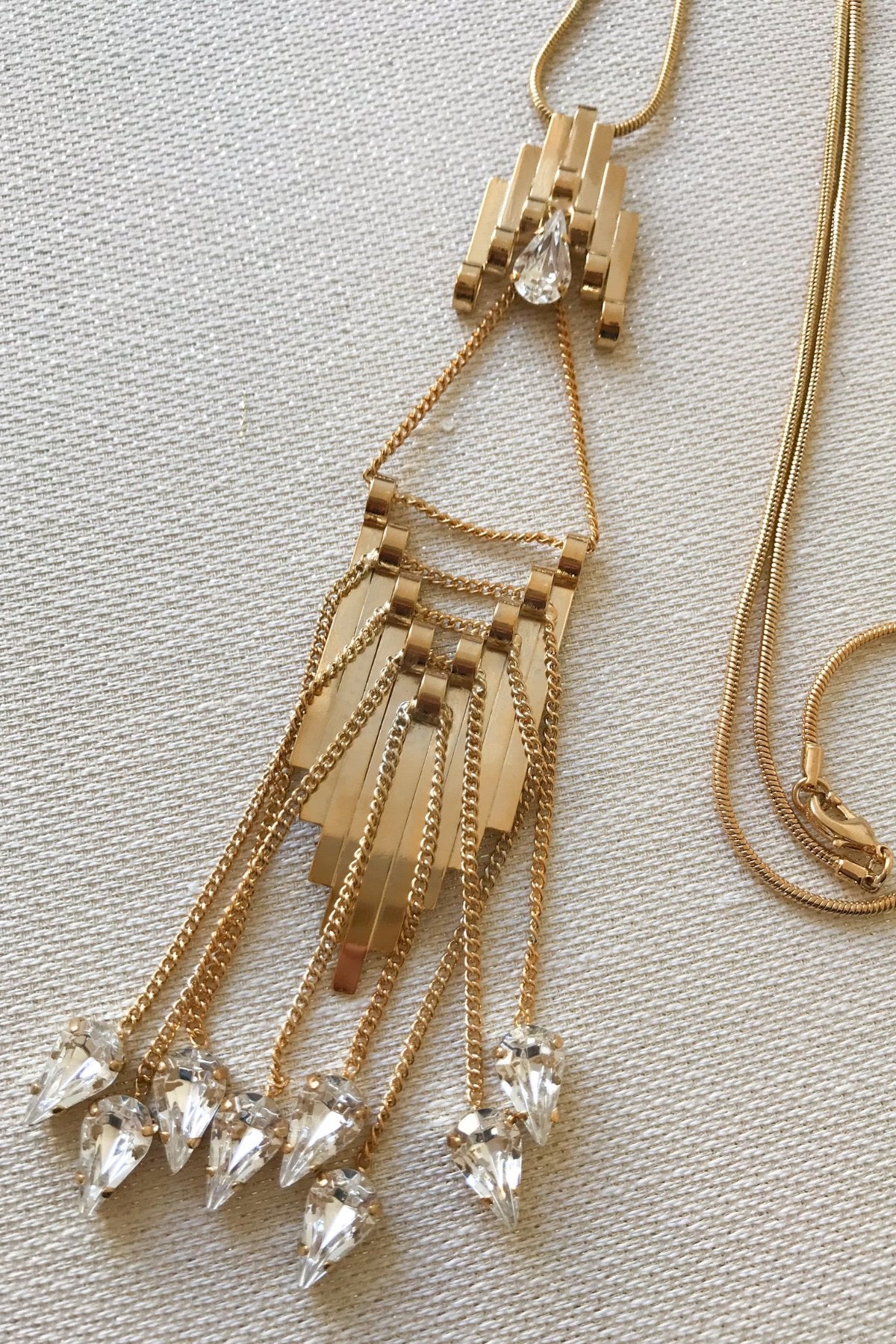 Rhinestone fringe necklace