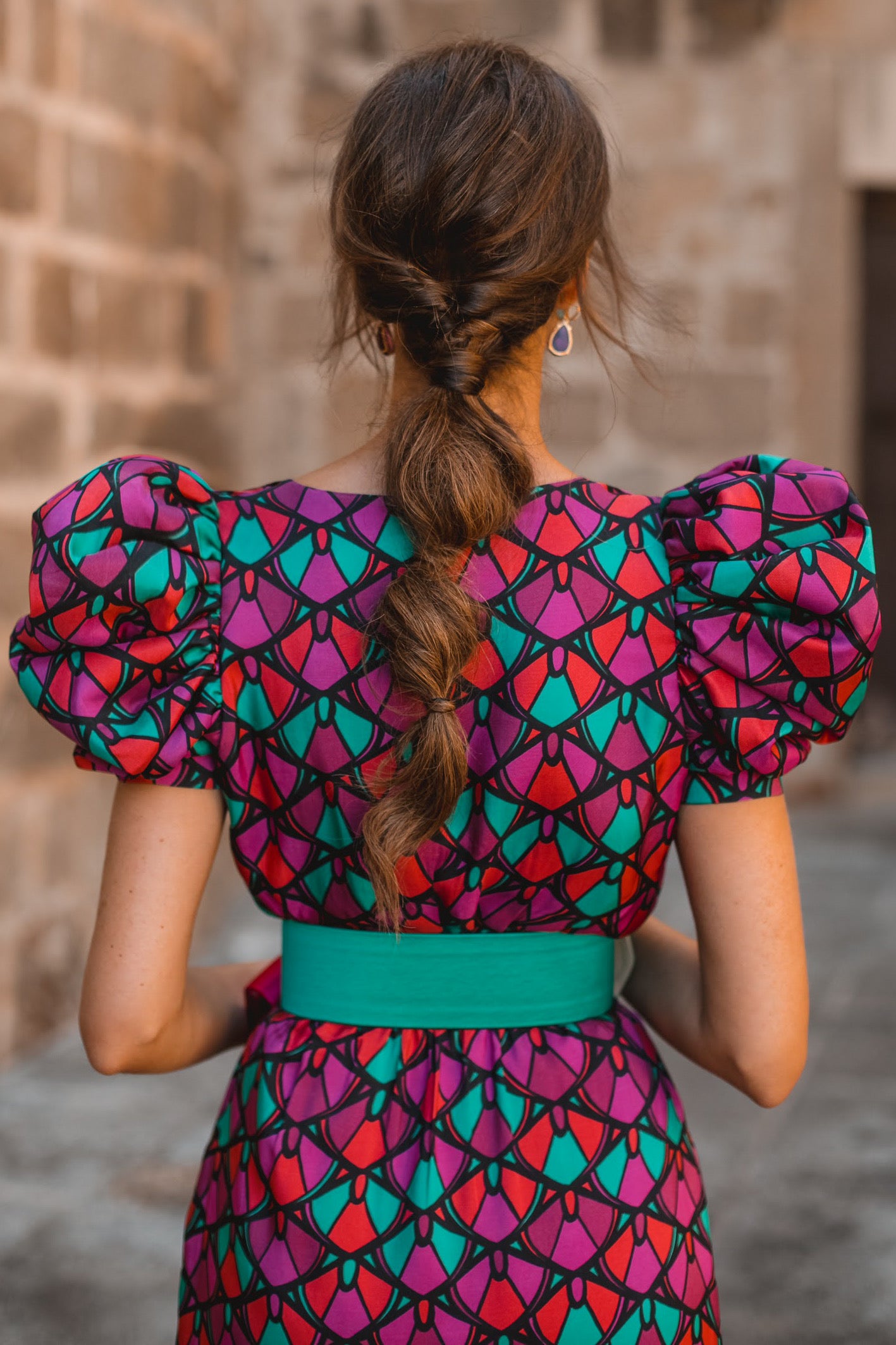 Cinturón satén verde OUTLET