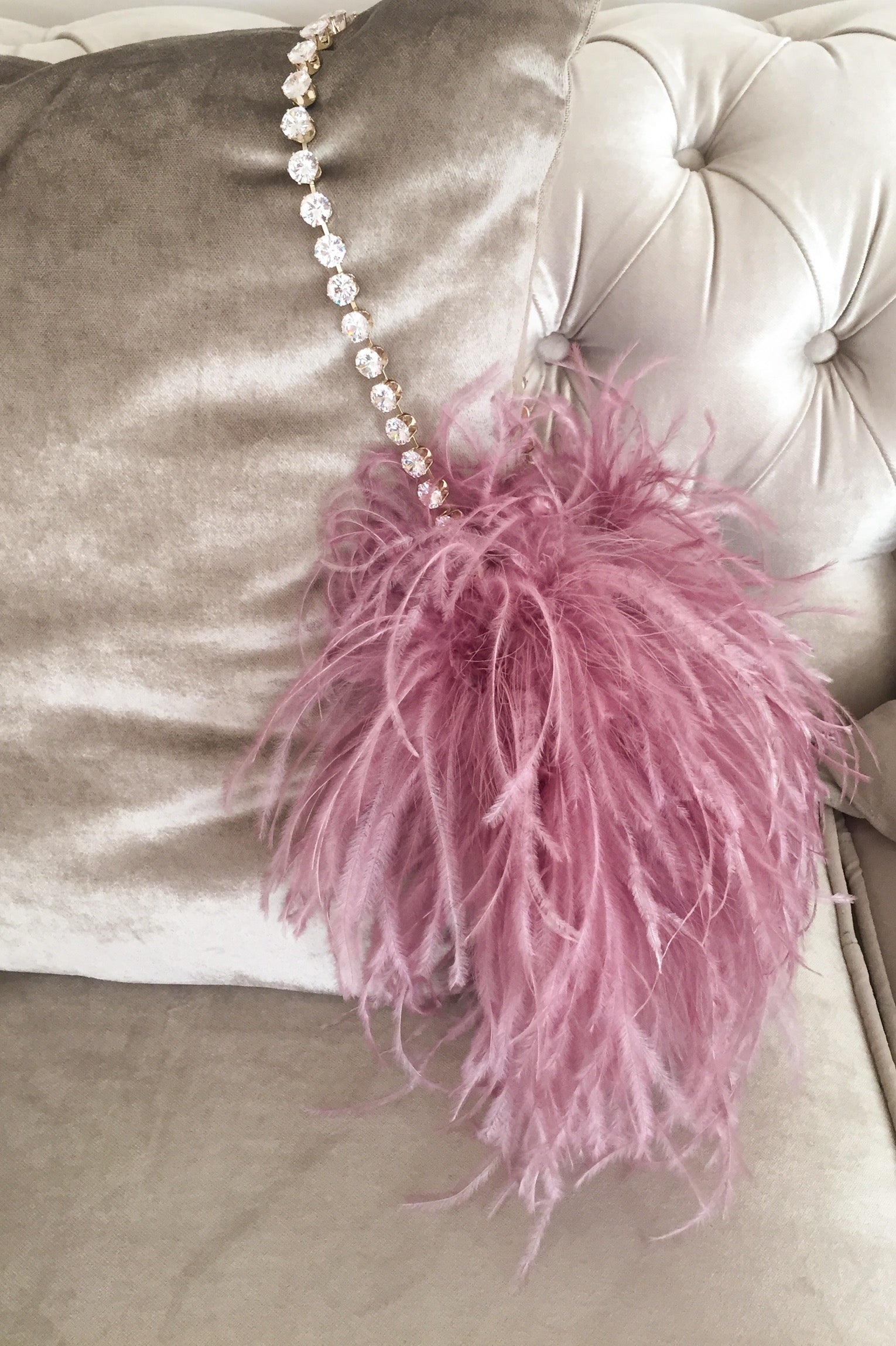 Purple jewel feather bag