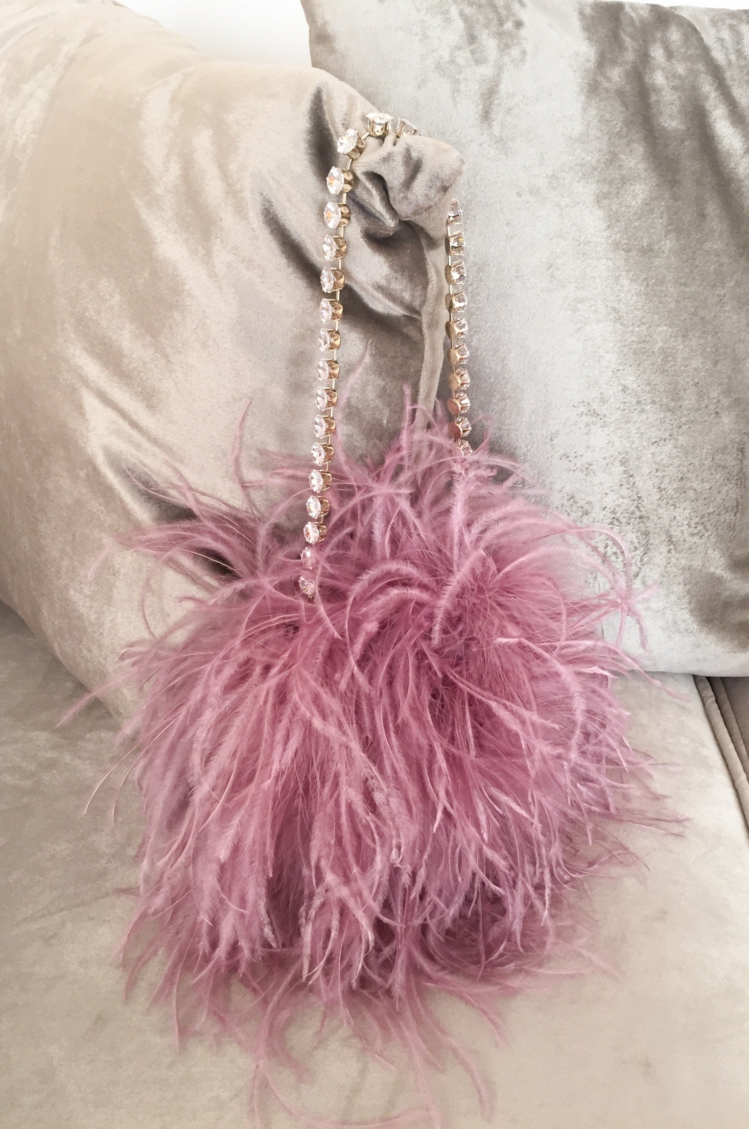 Purple jewel feather bag