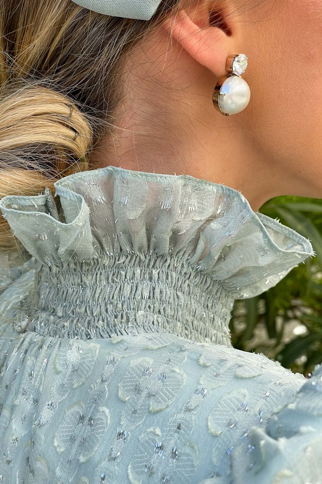 Pearl and rhinestone earrings