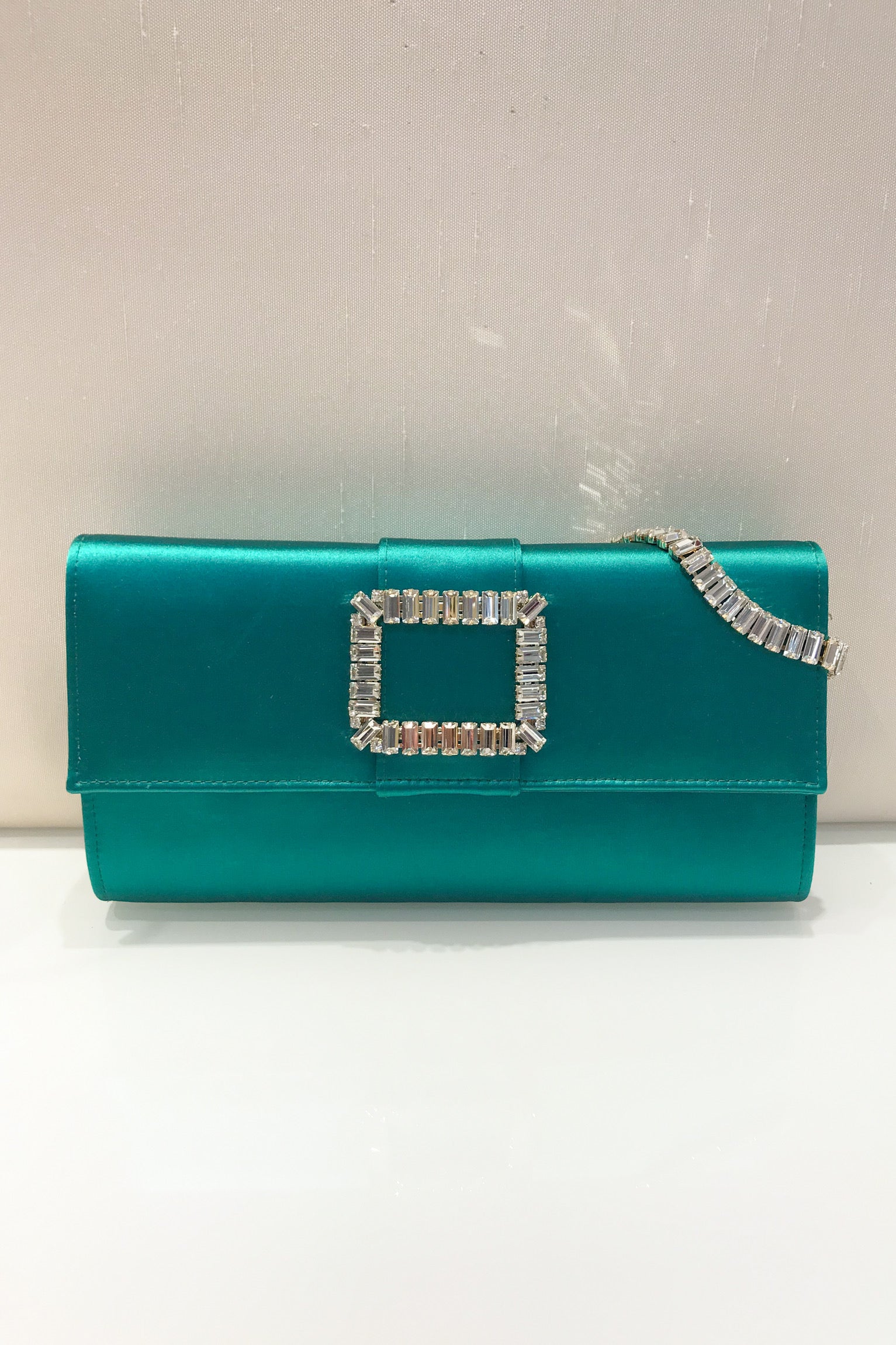 Green jewel satin wallet OUTLET