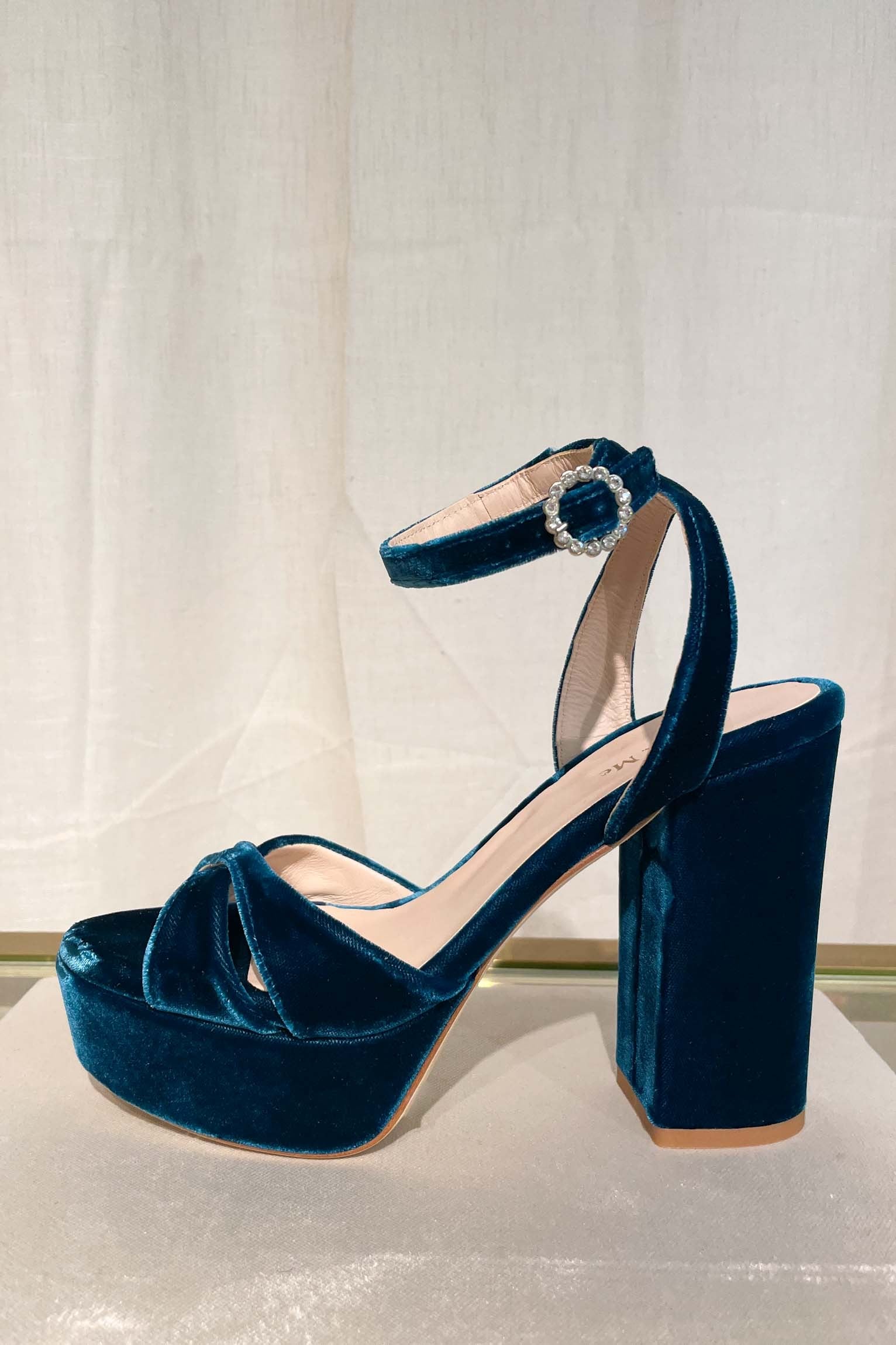 Sandalias plataforma terciopelo ocean