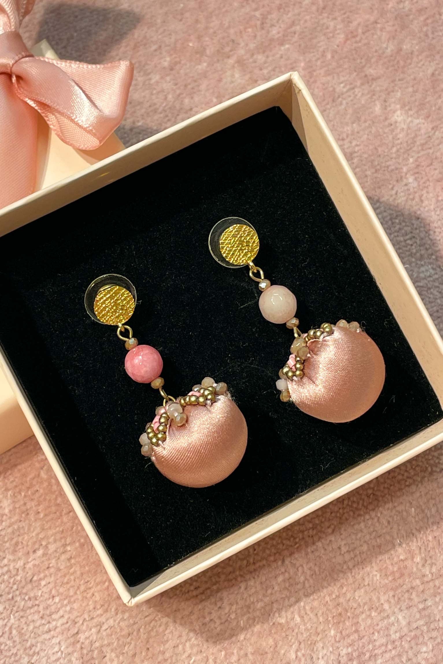 Satin ball earrings