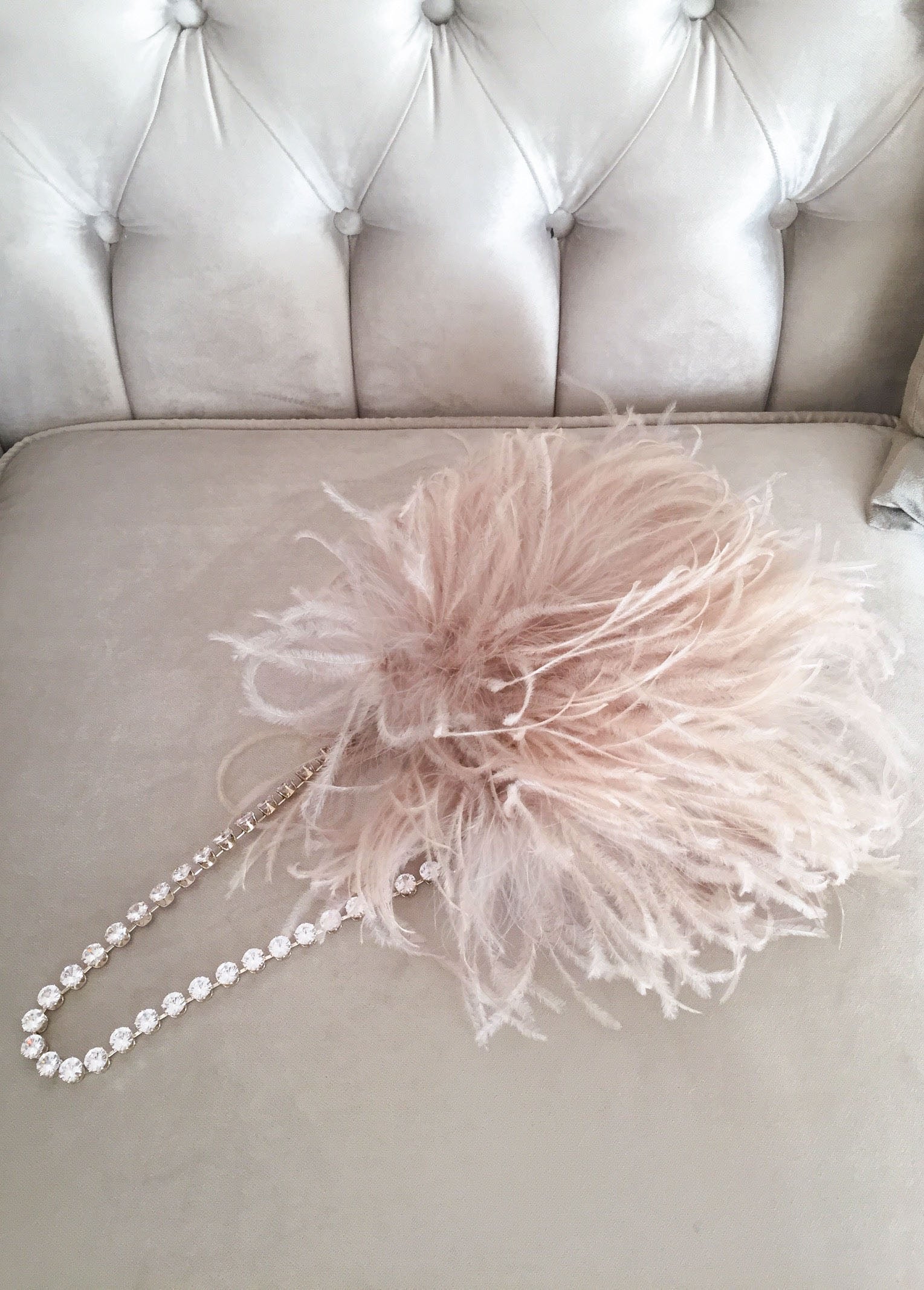 Bolsito plumas joya beige