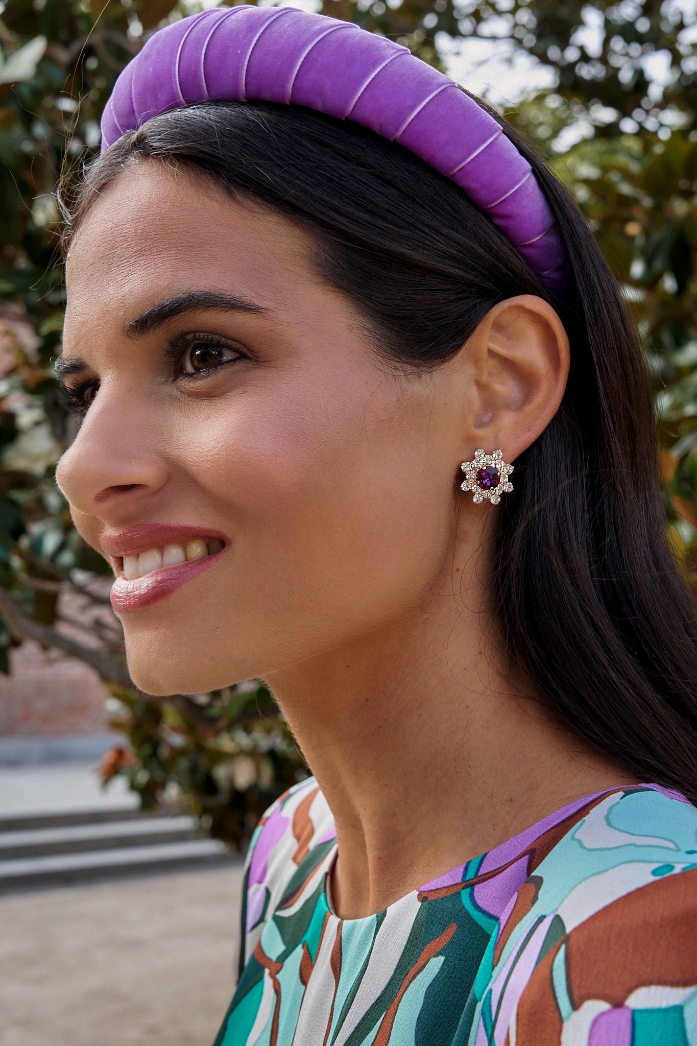 Pendientes Roseta granate