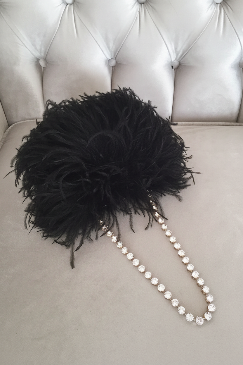 Feathered jewel handbag