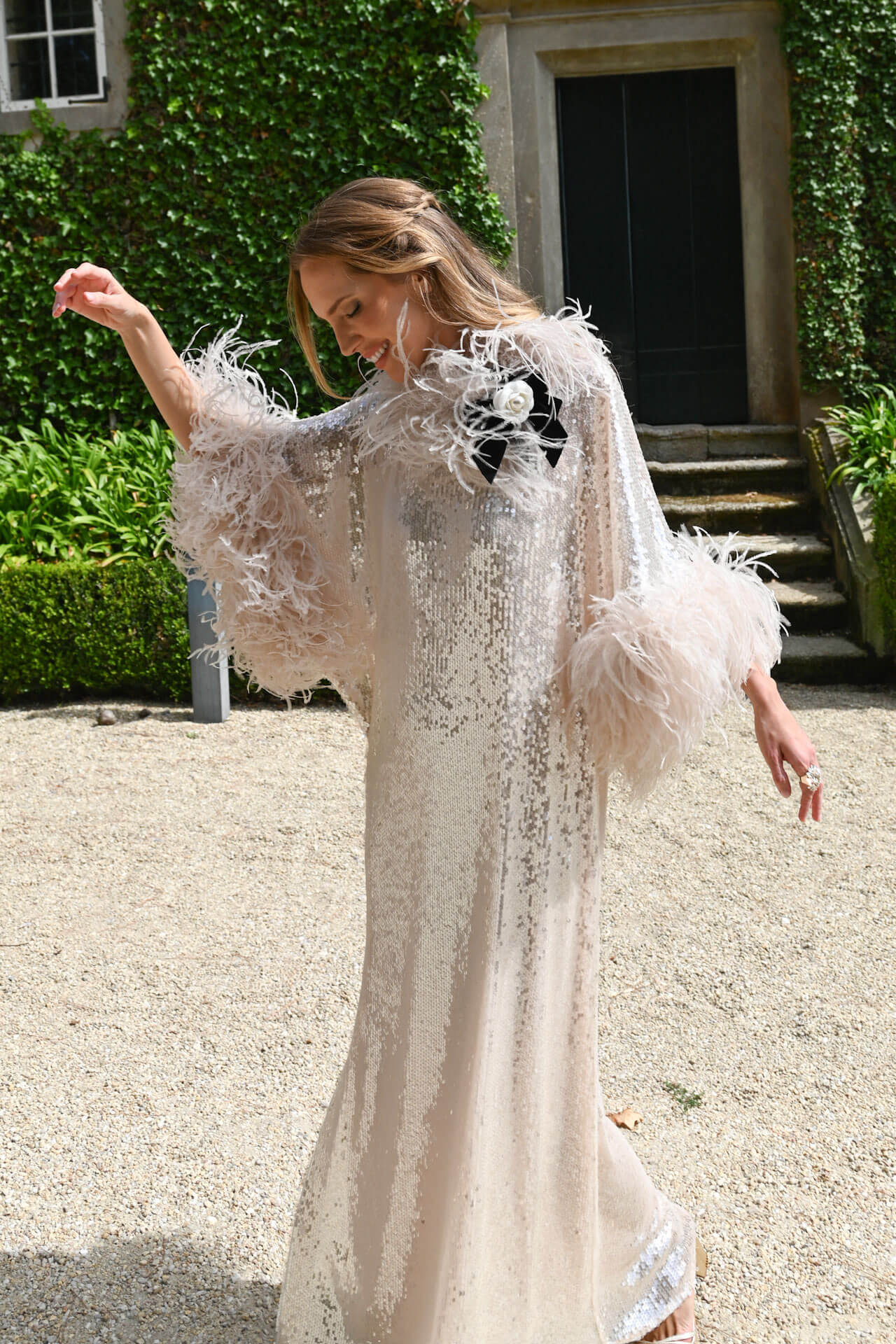 Broche Camelia/Perla terciopelo