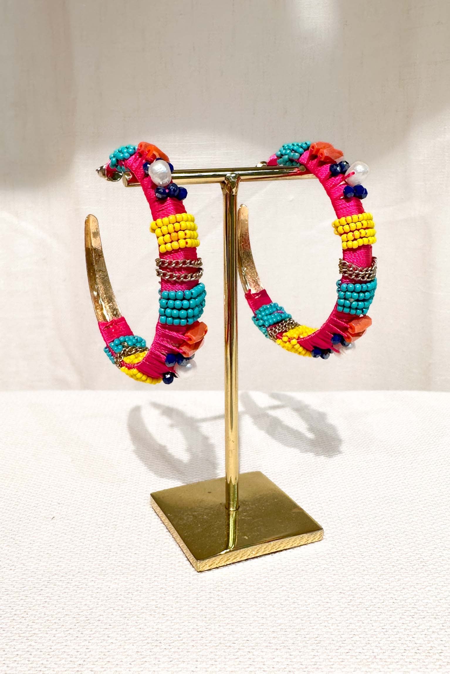 Pendientes aro fucsia OUTLET