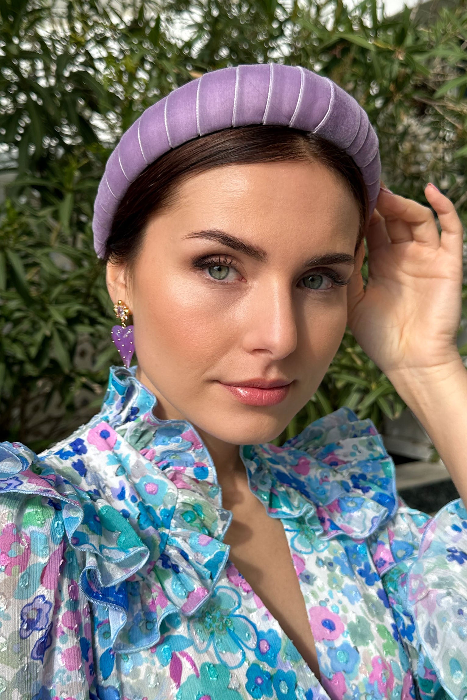 Lilac heart earrings