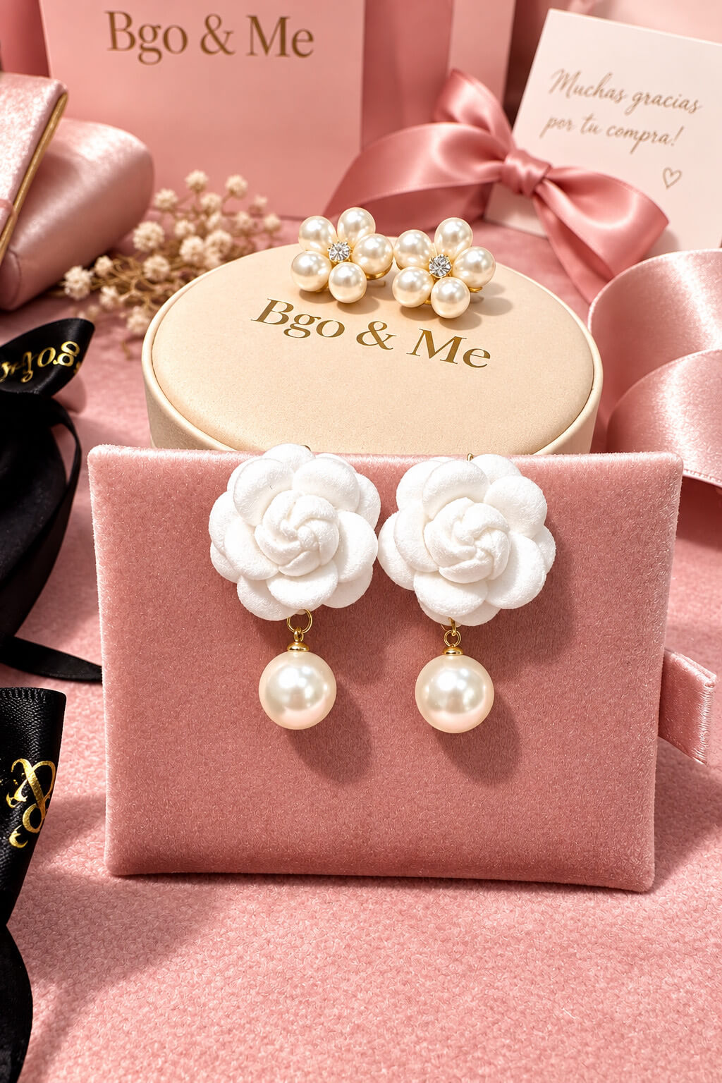 Camelia pearl earrings