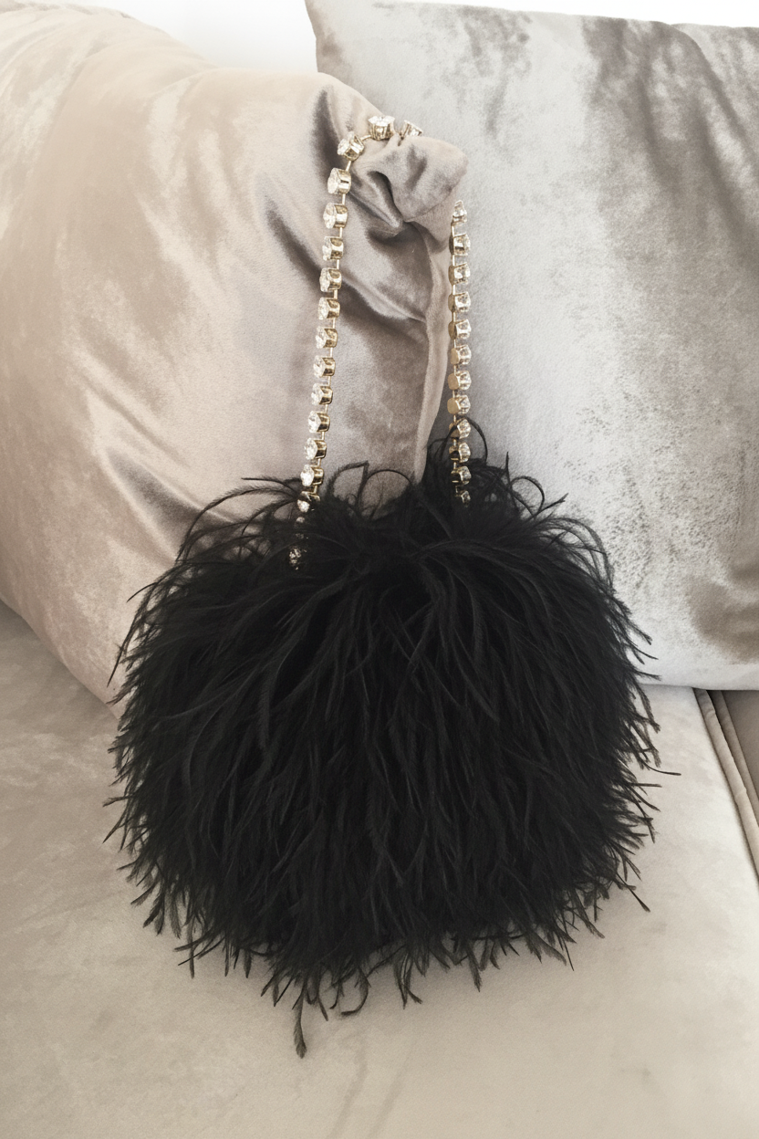 Feathered jewel handbag