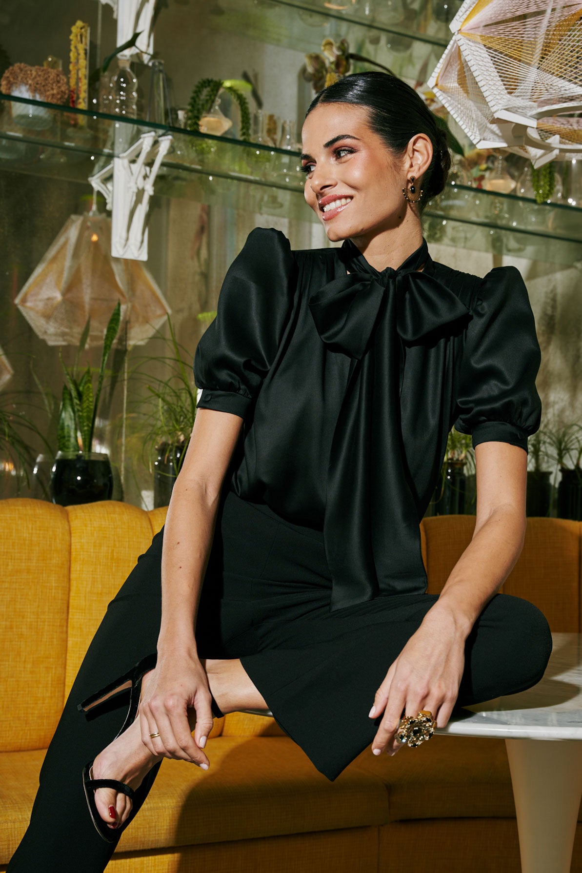 Blusa Valentina lazo manga corta