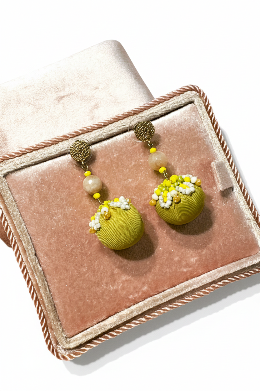 Satin ball earrings