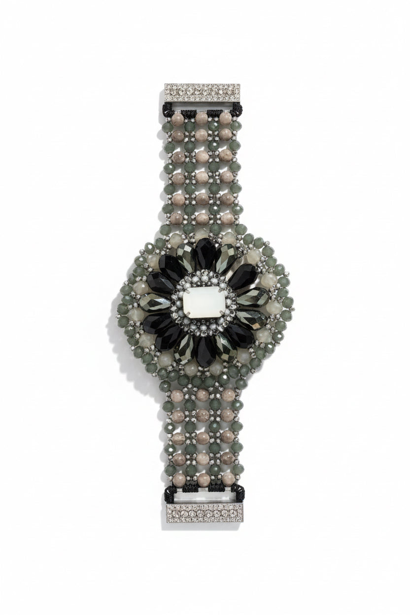 Brazalete cristales tallados azabache