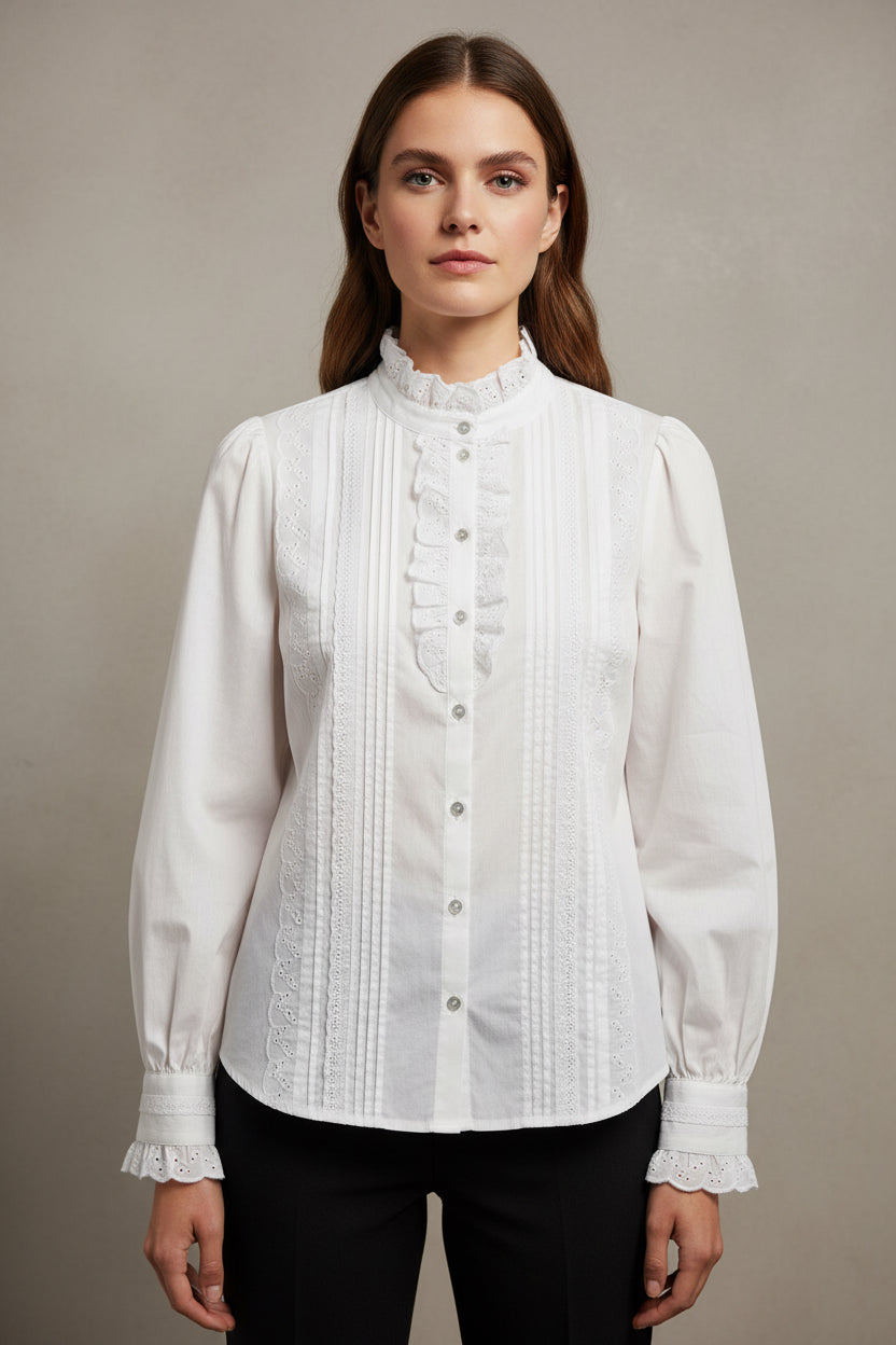 Blusa algodón puntilla OUTLET