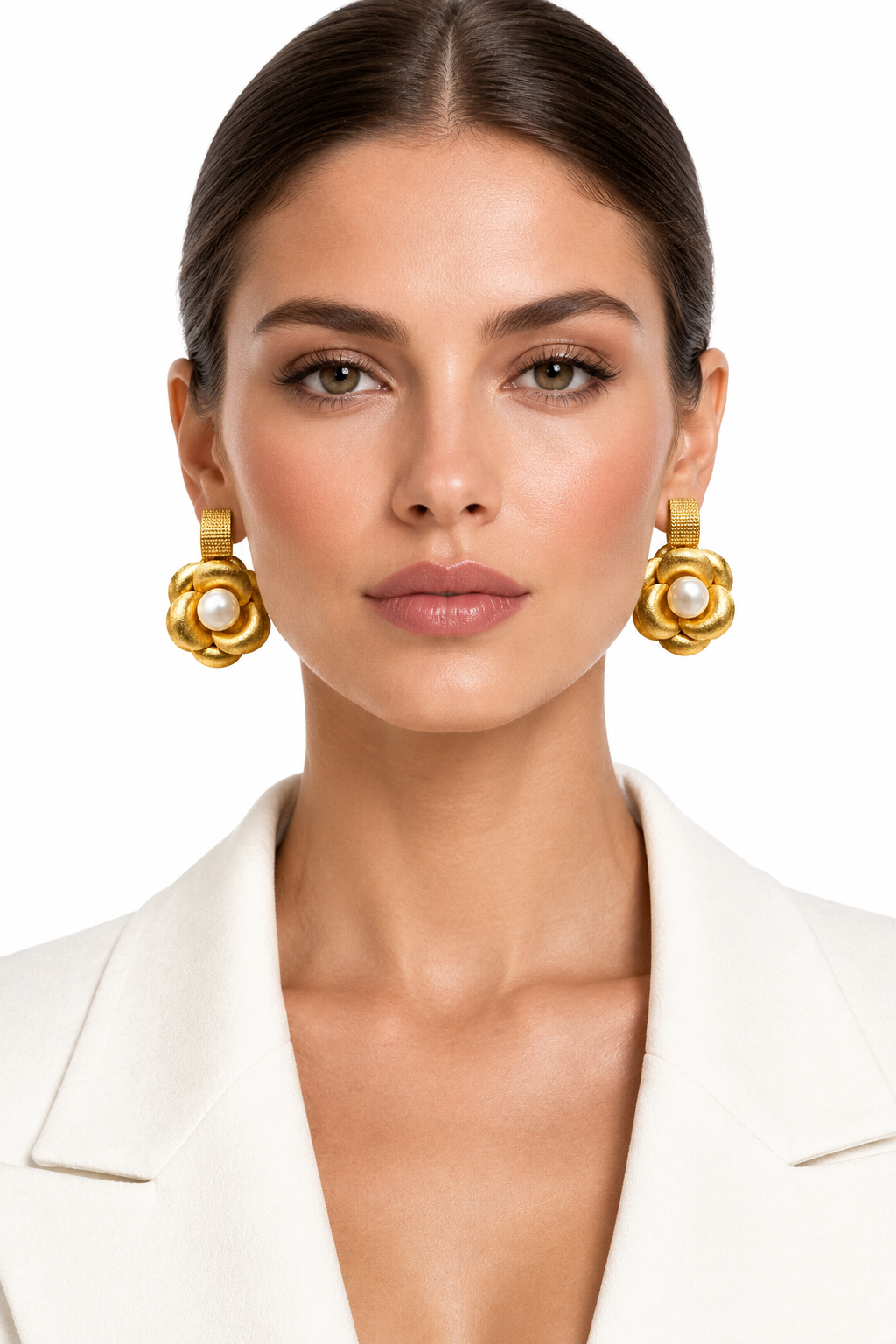 Pendientes Camelia dorada