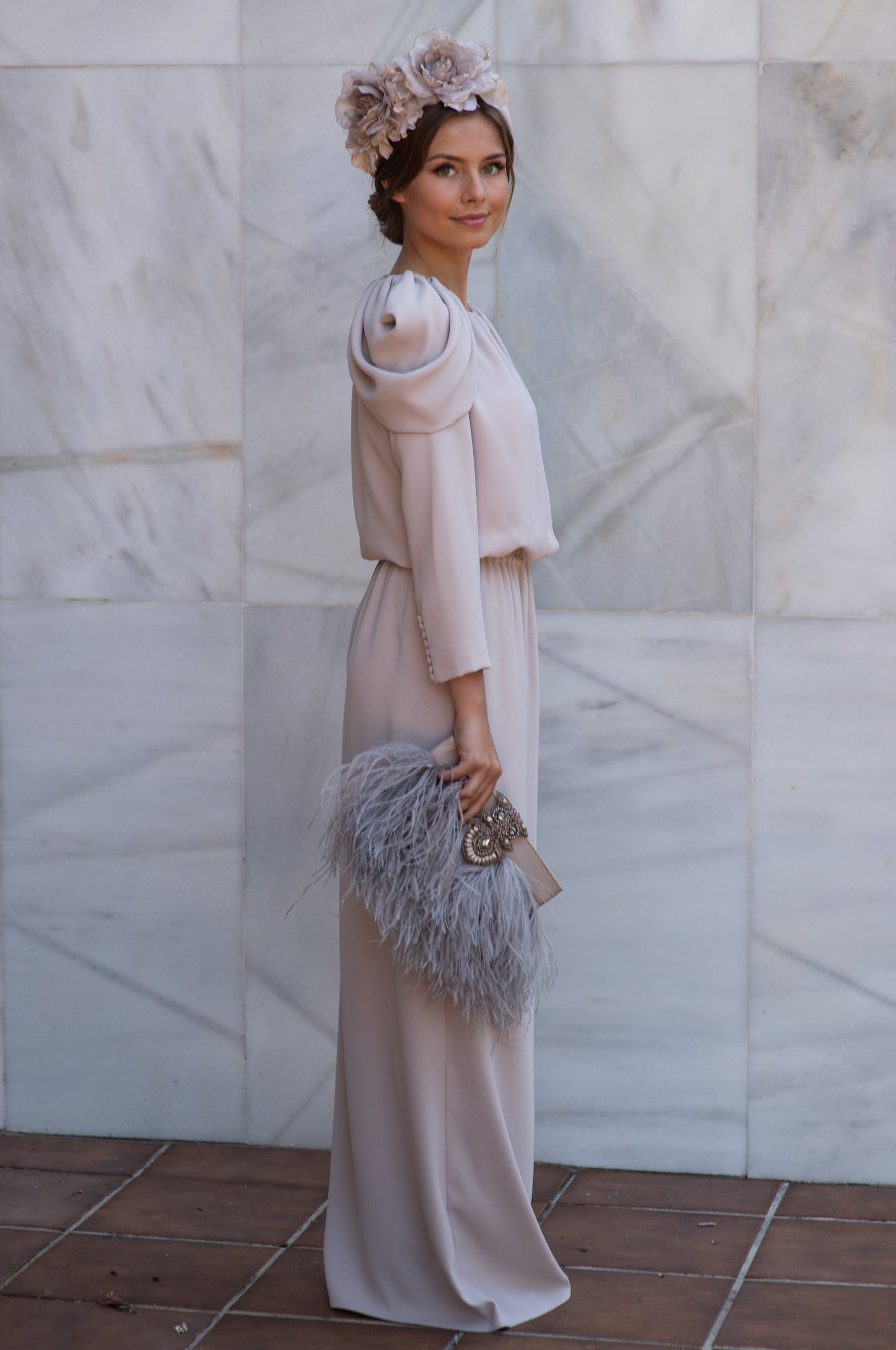 Vestido Corina largo/mangas Novia