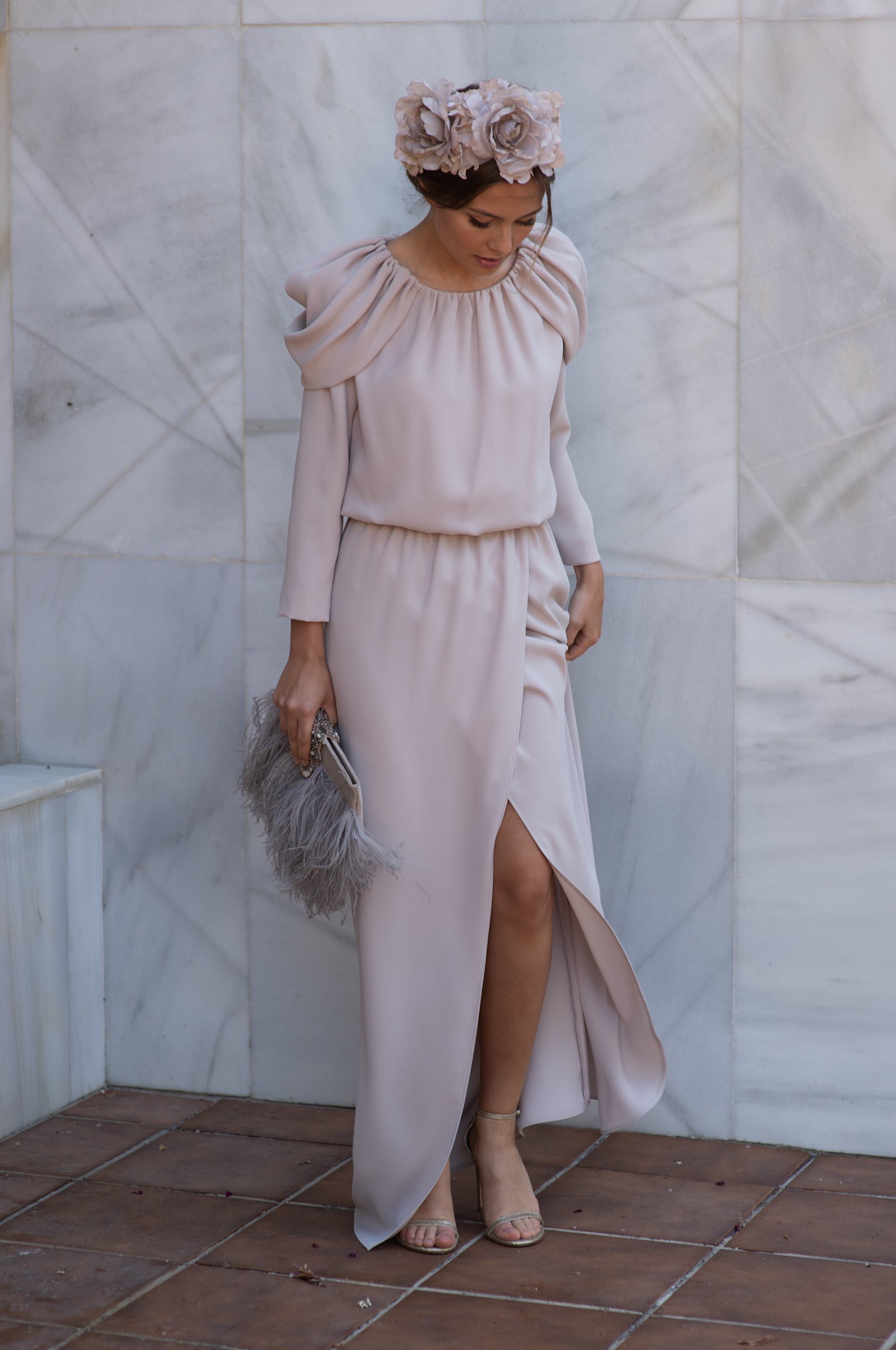 Vestido Corina largo/mangas Novia